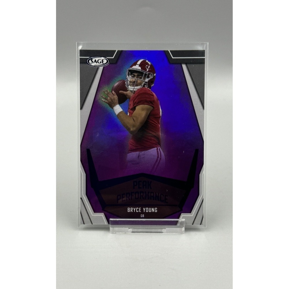 Bryce Young 2023 Sage Peak Performance‎ Insert Purple Foil Panthers Alabama